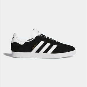 adidas Gazelle Shoes in Core Black / White / Gold Metallic
